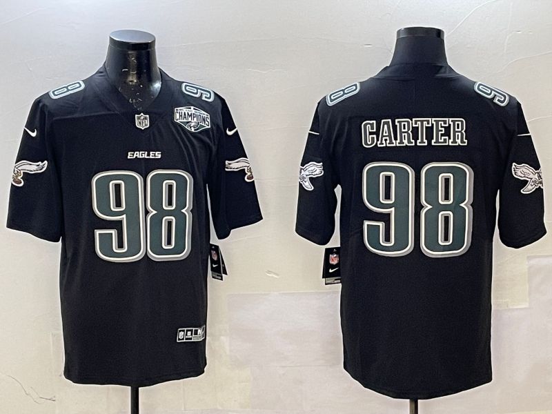 Men Philadelphia Eagles 98 Carter Black Fashion 2025 Nike Limited NFL Jersey style 5